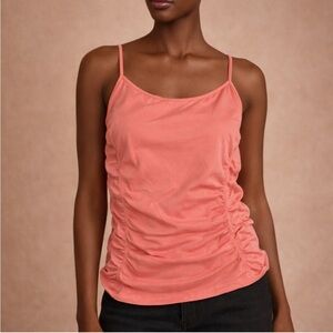 Classiques Entier Coral Ruched Cami Tank – Adjustable Straps – Made in USA Large